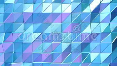 抽象简单的蓝紫低聚三维表面作为卡通背景。 软几何低聚运动背景